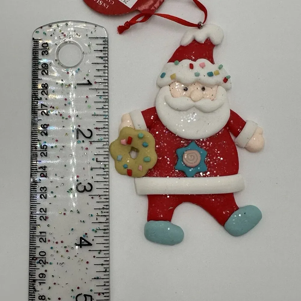 Santa Glitter Christmas Icon Clay Ornament Ashland 4